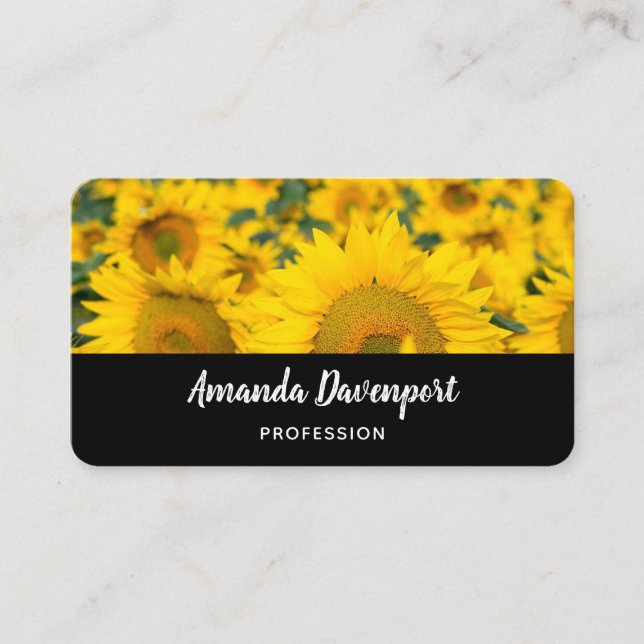 Yellow Field of Sunflowers Photograph Business Card (Front)