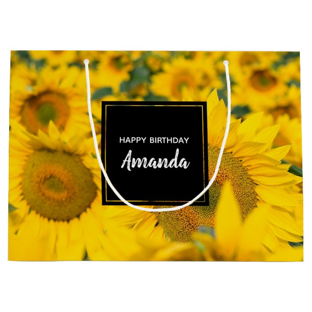 Yellow Field of Sunflowers Photograph Large Gift Bag (Front)