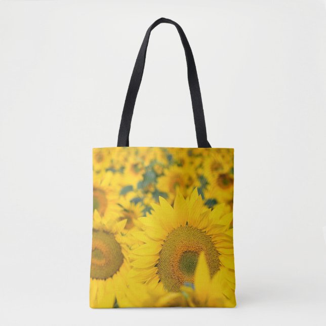 Yellow Field of Sunflowers Photograph Tote Bag (Front)