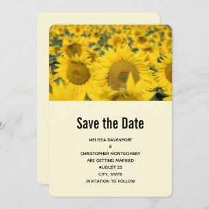 Yellow Field of Sunflowers Wedding Save The Date
