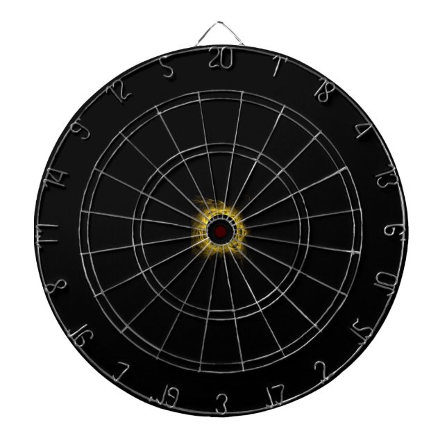 Yellow Fiery Eclipse Black Hole Dart Board (Front)