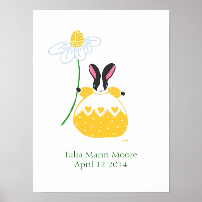 Yellow Fifi Daisy Bunny birthday poster (Front)