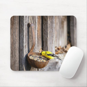 Yellow Finch on Rusty Ladle Mouse Pad