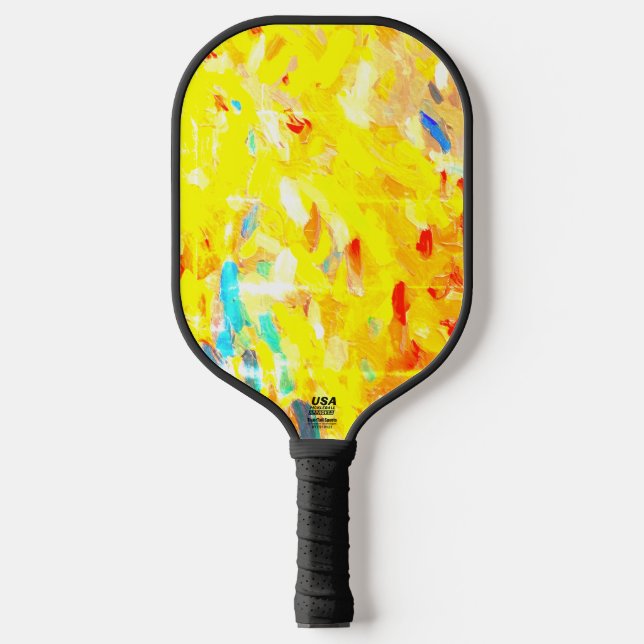 Yellow Fingerpainting Pickleball Paddle (Front)