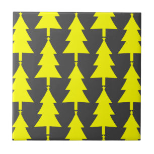 Yellow Fir Christmas Trees Pattern Tile