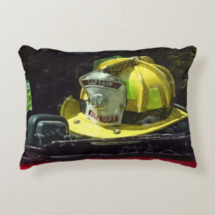 Yellow Fire Captain's Helmet Accent Pillow