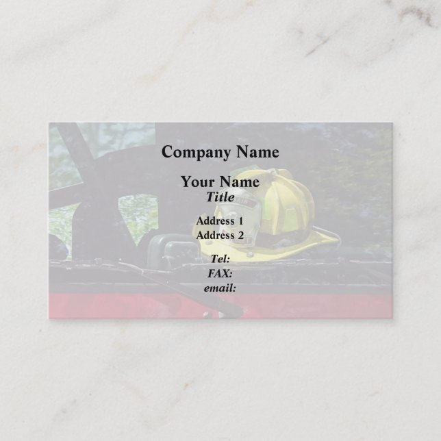 Yellow Fire Captain's Helmet Business Card (Front)