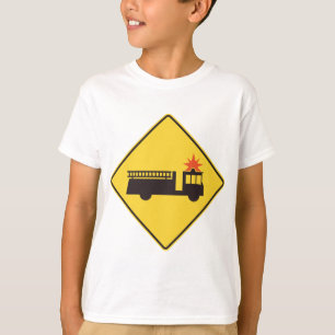 Yellow Fire Truck Warning Sign T-Shirt