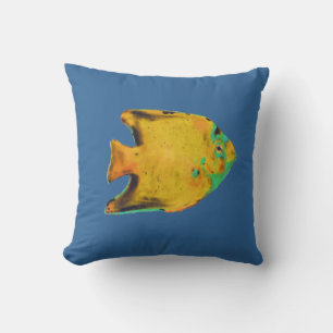 yellow fish beach house throw pillow