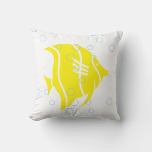 Yellow fish on white PILLOW