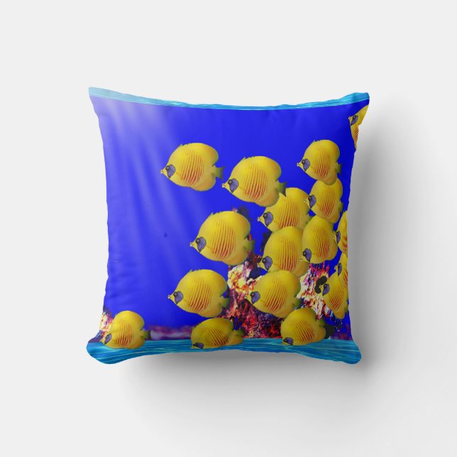 Yellow Fishes Throw Pillow (Front)