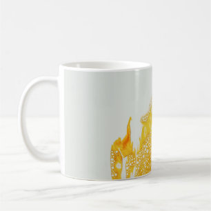 Yellow flame-themed illustration coffee mug
