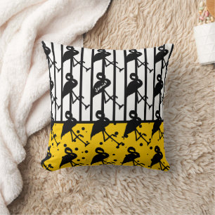 Yellow Flamingo Any Colour Throw Pillow