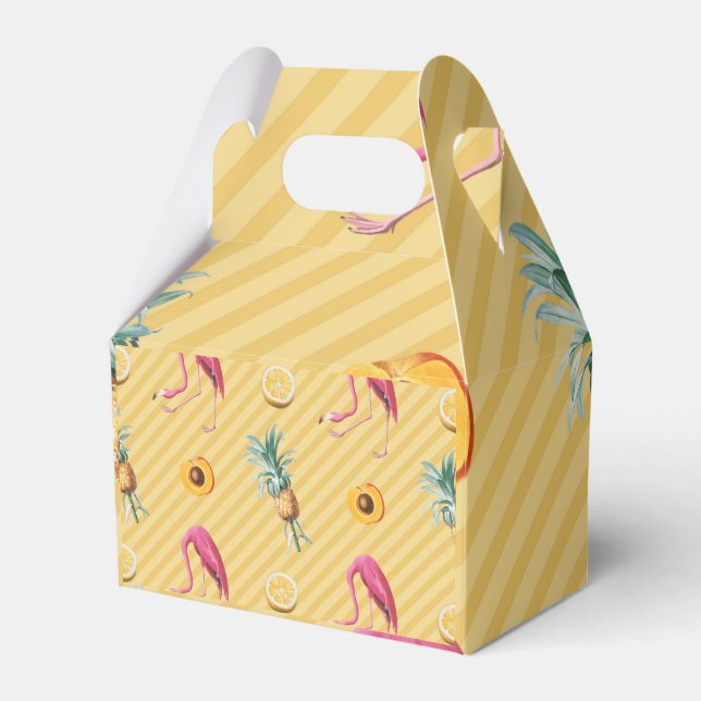 Yellow Flamingo Mango Lemon Pattern Favor Box (Front Side)