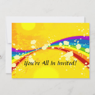 Yellow Flashy Rainbow Set Invitation