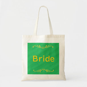 Yellow Fleur De Lis Border Green Bride Bags