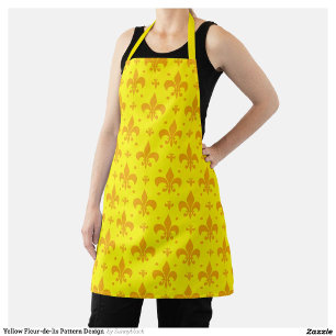 Yellow Fleur-de-lis Pattern Design Apron