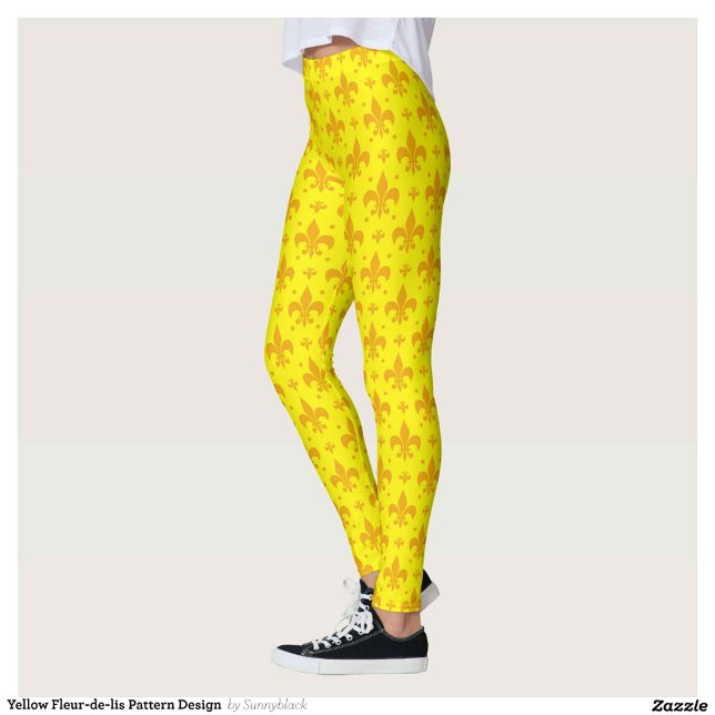 Yellow Fleur-de-lis Pattern Design  Leggings (Creator Uploaded)