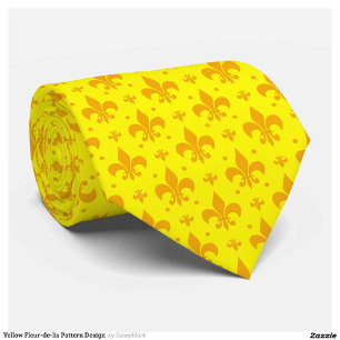 Yellow Fleur-de-lis Pattern Design  Tie
