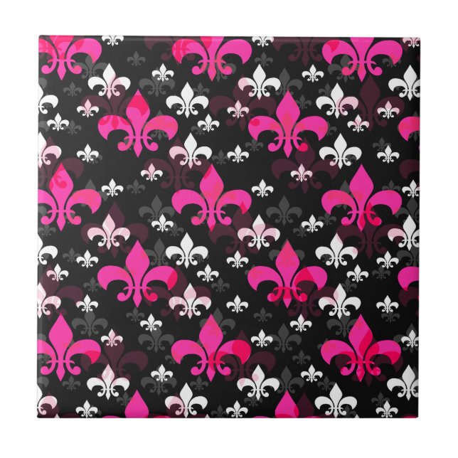 Yellow Fleur De Lis Surface Pattern Design Tile (Front)