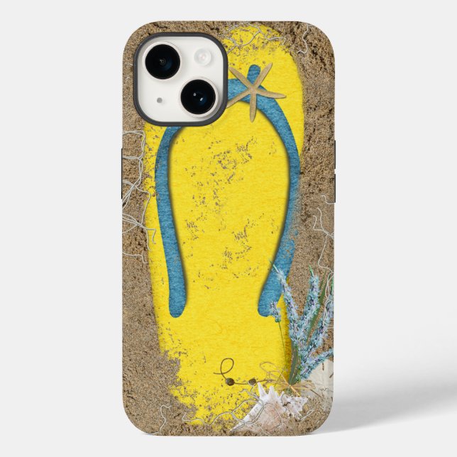 Yellow Flip-Flop in Sand  Case-Mate iPhone Case (Back)