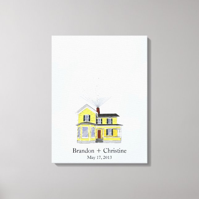 Yellow Floating Home Fingerprint Guestbook (Front)