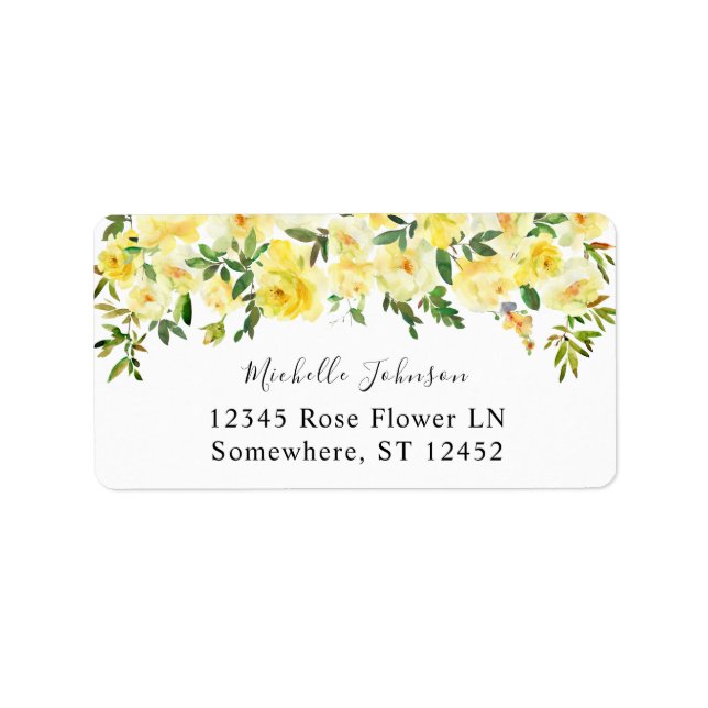 Yellow Floral 2 Return Address Label (Front)