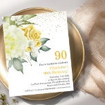 Yellow Floral 90th Budget Birthday Invitation<br><div class="desc">Looking for a budget-friendly birthday invitation that still captures the celebratory spirit of the occasion? Look no further than our customizable yellow floral paper invitation! With its cheerful yellow floral design, this invitation is perfect for any spring or summer birthday party. And because it's fully customizable, you can personalize it...</div>
