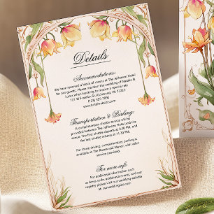 Yellow Floral and Greenery Wedding Details Card