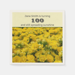 Yellow Floral Birthday Celebratation Milestone Napkin
