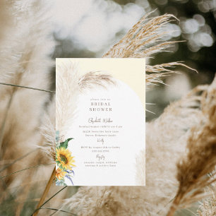 Yellow Floral Boho Pampas Bridal Shower Invitation