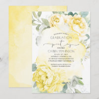 Yellow Floral Botanical Greenery Graduation