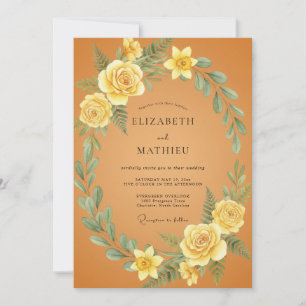 Yellow Floral Botanical Wedding Invitation