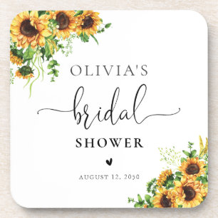 Yellow Floral Bridal Shower Coasters