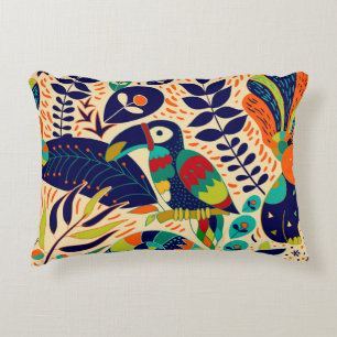 Yellow Floral: Bright Tropical Wallpaper Accent Pillow