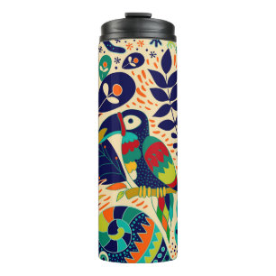 Yellow Floral: Bright Tropical Wallpaper Thermal Tumbler