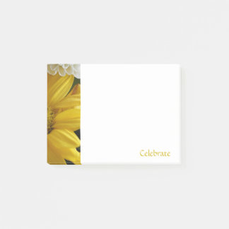 Yellow Floral Celebrate Post-It Notes