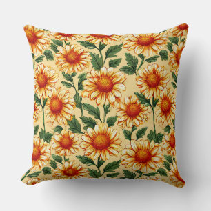 Yellow Floral Cheerful Modern Accent Pillow 🎁