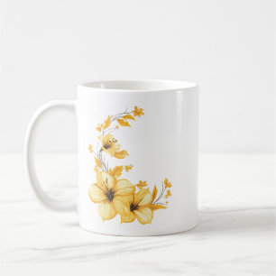 Yellow Floral Coffee Mug – Sunny Botanical Design