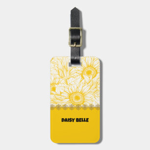 Yellow Floral Daisy Luggage Tag