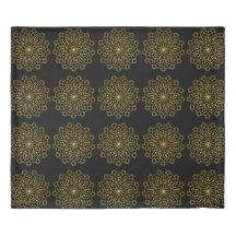 Yellow floral design on black Duvet Cover
