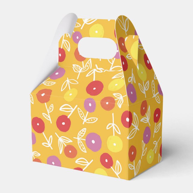 Yellow Floral Ditsy Party / Wedding Favour Box (Front Side)
