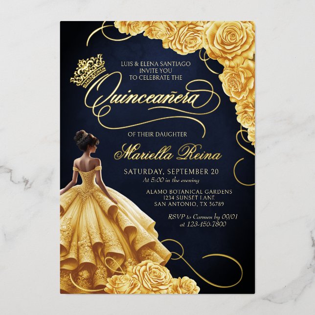 Yellow Floral Dress Quinceañera (Front)