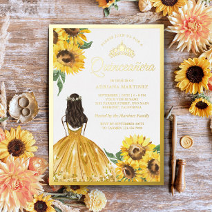 Yellow Floral Dress Sunflowers Quinceanera Gold