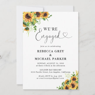 Yellow Floral Engagement Party Invitation
