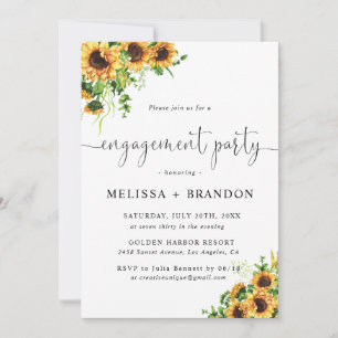 Yellow Floral Engagement Party Invitation