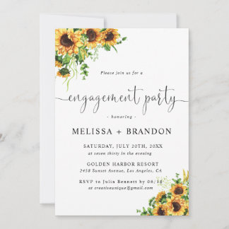 Yellow Floral Engagement Party Invitation