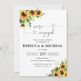 Yellow Floral Engagement Party Invitation