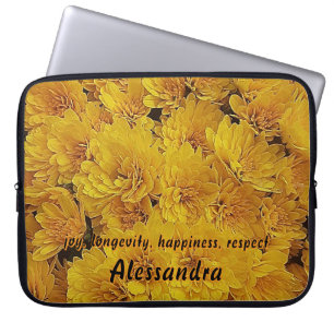 Yellow Floral Fall Chrysantemus Photo Laptop Sleeve