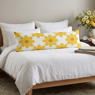 Yellow floral flowers retro body pillow